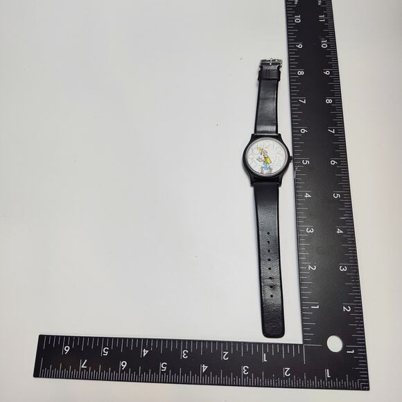 Vintage Lorus Disney Goofy Large Face Watch Black Case Multicolor Dial